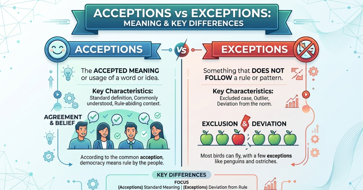 Acceptions vs Exceptions: Meaning & Key Differences