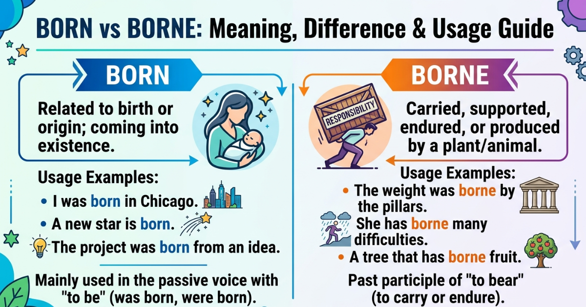 Born vs Borne: Meaning, Difference & Usage Guide