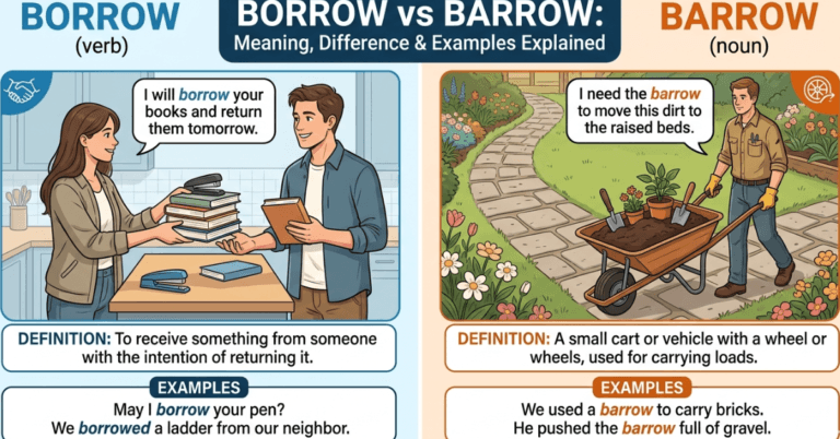 Borrow vs Barrow: Meaning, Difference & Examples Explained