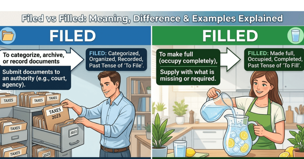 Filed vs Filled: Meaning, Difference & Examples Explained