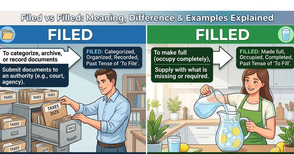 Filed vs Filled: Meaning, Difference & Examples Explained