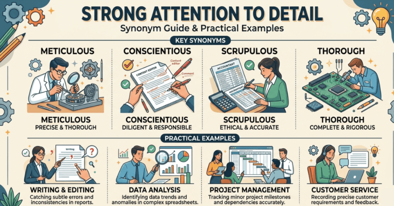 Strong Attention to Detail Synonym Guide & Examples