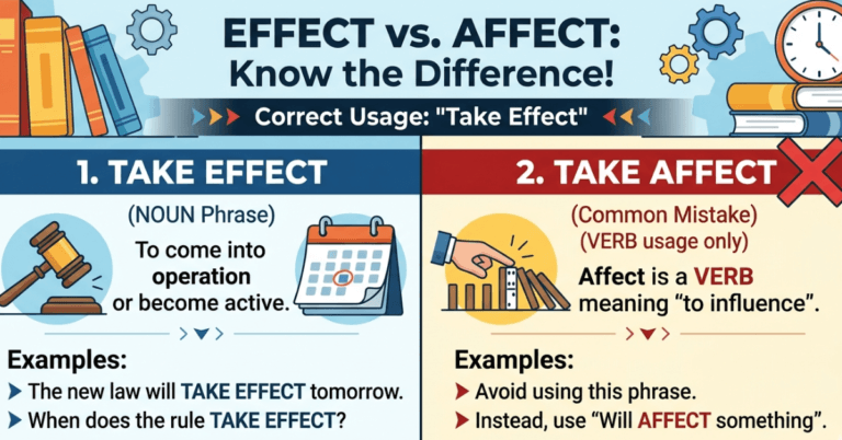 Take Effect or Take Affect? Correct Usage Explained