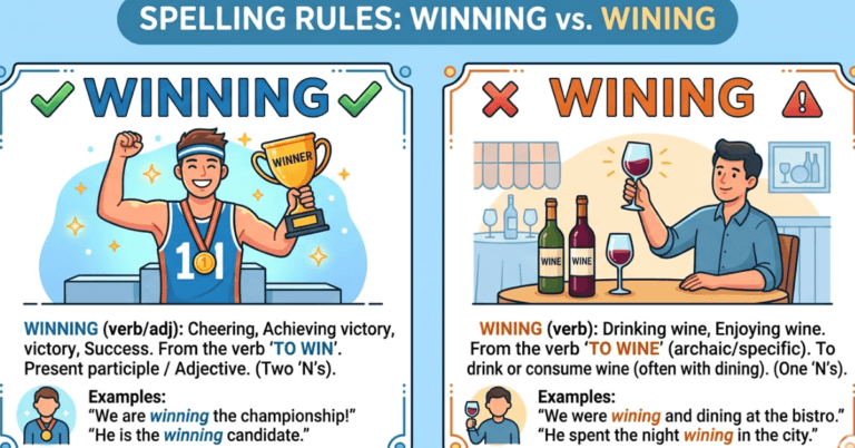 Wining or Winning: Correct Spelling Explained Clearly