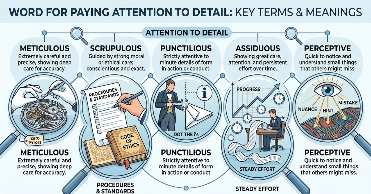 Word for Paying Attention to Detail: Key Terms & Meanings