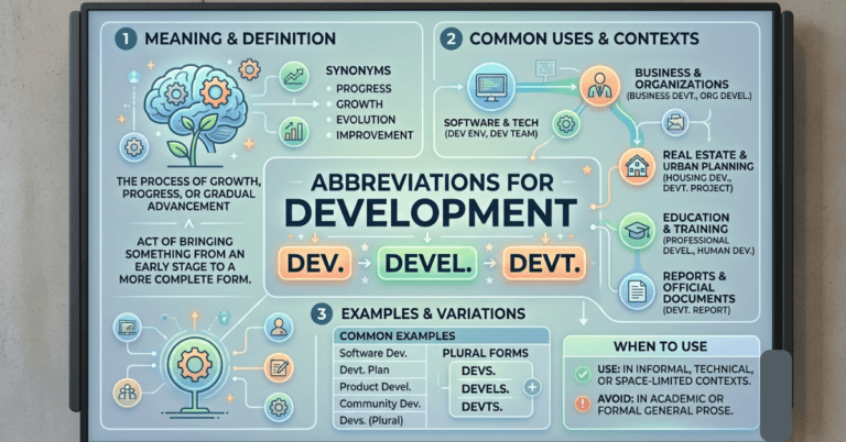 Abbreviation for Development: Meaning, Uses & Examples
