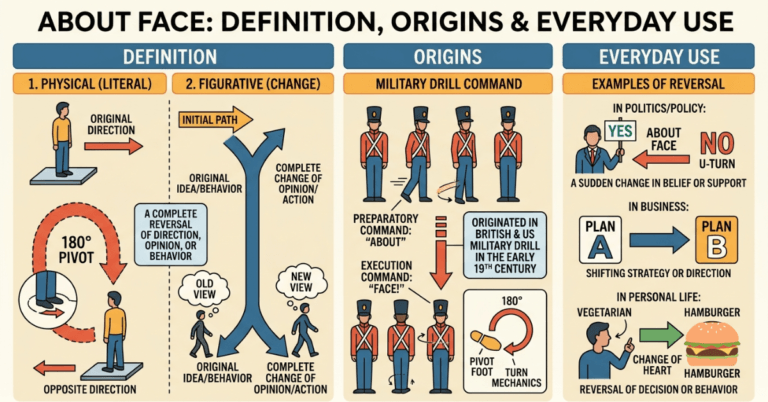 About Face Meaning: Definition, Origins & Everyday Use