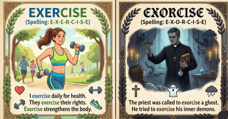 Exercise vs Exorcise: Meaning, Spelling, Examples
