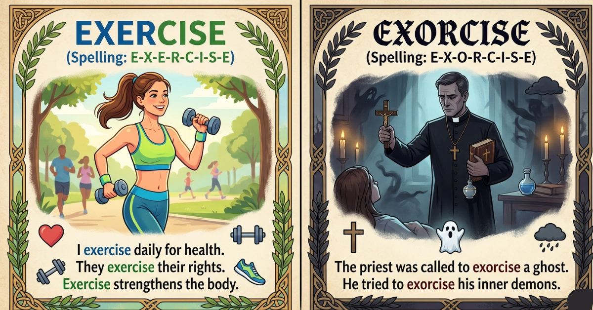 Exercise vs Exorcise: Meaning, Spelling, Examples