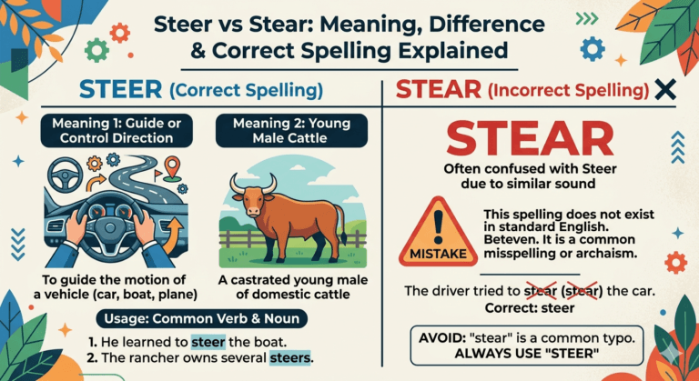 Stear vs Steer: Meaning, Difference & Correct Spelling Explained