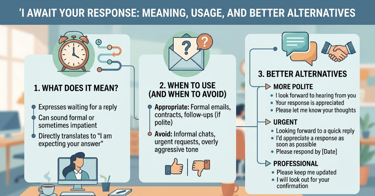 I Await Your Response: Meaning, Usage, and Better Alternatives