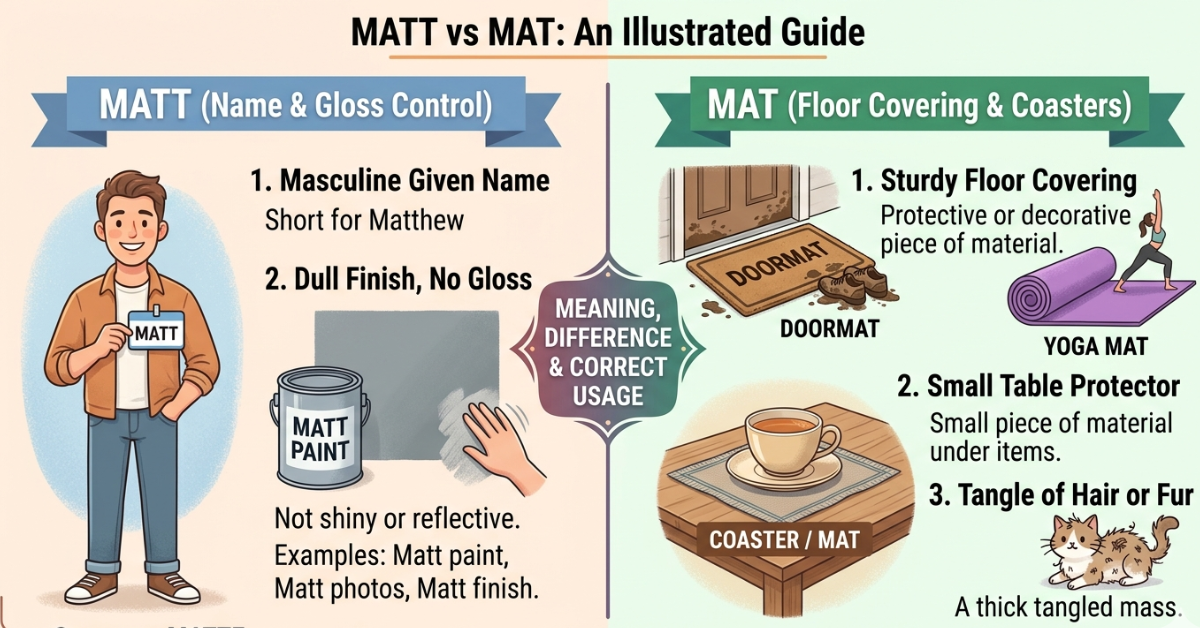 Matt or Mat: Meaning, Difference & Correct Usage