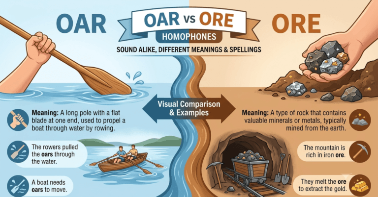 Oar vs Ore: Meaning, Difference, and Examples