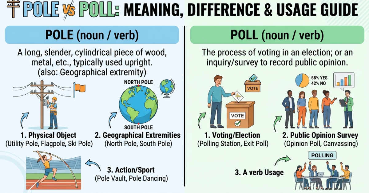 Pole vs Poll: Meaning, Difference & Usage Guide