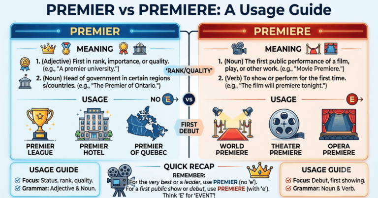 Premier vs Premiere: Meaning, Difference & Usage Guide
