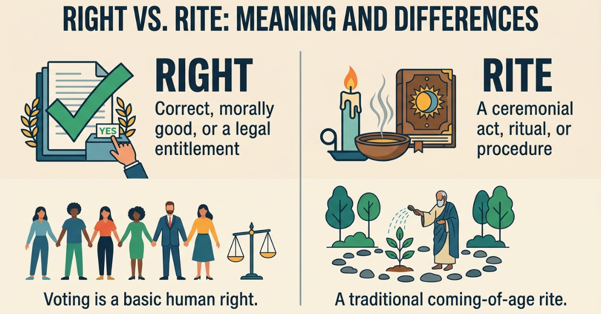 Right vs Rite: Meaning, Differences, and Examples