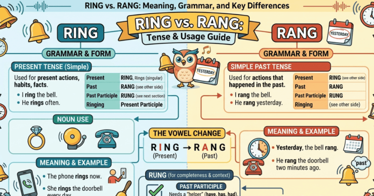 Ring vs Rang: Meaning, Grammar, and Key Differences