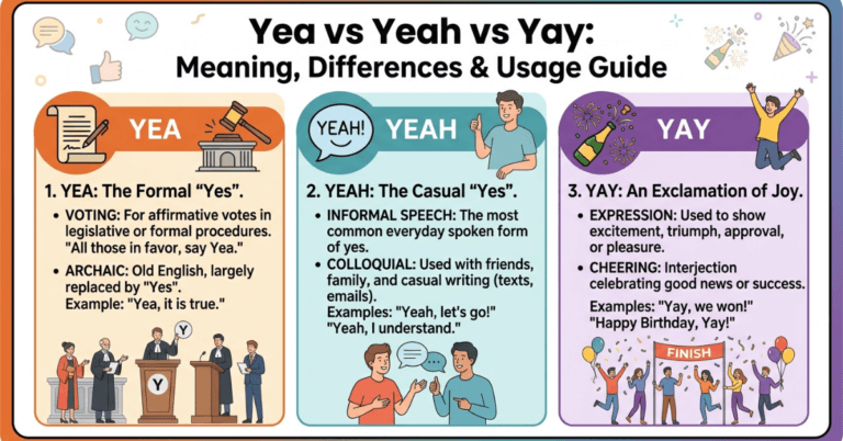 Yea vs Yeah vs Yay: Meaning, Differences & Usage Guide